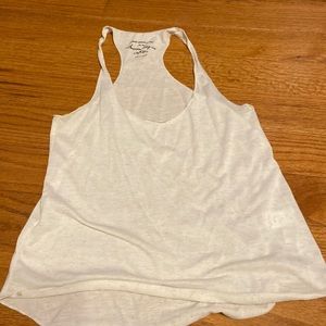 White semi see through cross back tank top